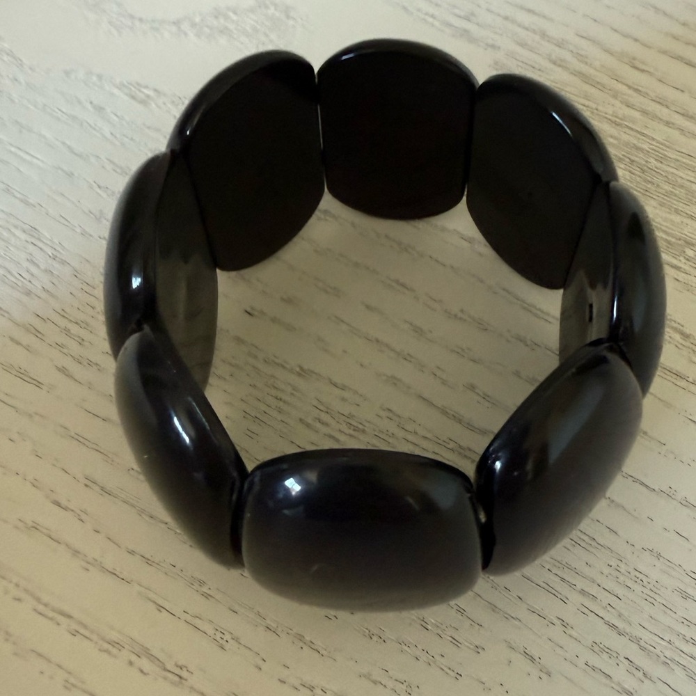 Vintage Genuine Lucite Black Chunky Bracelet – Mid Century Hong Kong Jewelry